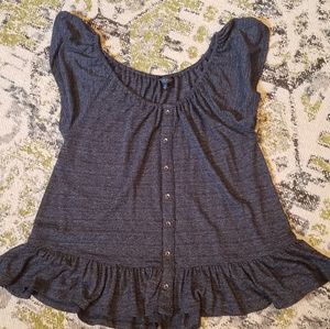 Lucky Brand navy blue drop shoulder blouse
